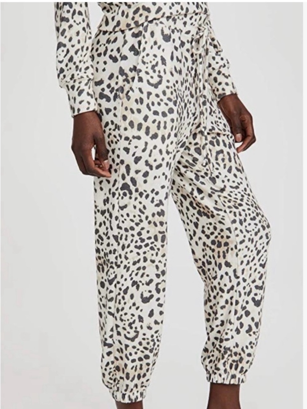 Sundry Cream & Black Leopard Print Jogger Pants